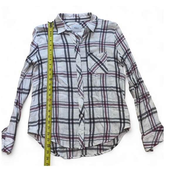 Rails Hunter Plaid Button Down Shirt Small Chico Petit White Purple Black‎ EUC - Picture 3 of 10